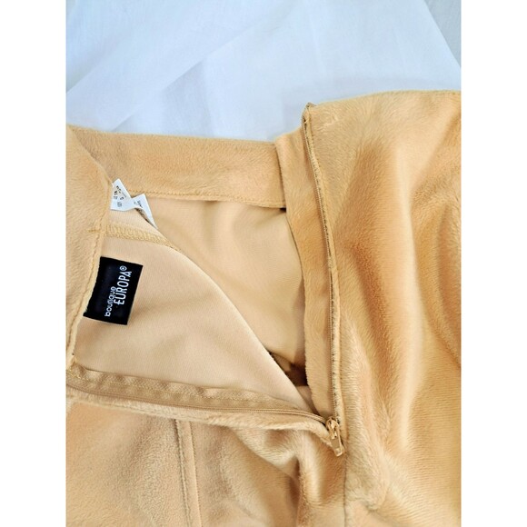 VTG 90s Boutique Europa Gold Velvet Wavy Mini Furry Skirt Womens Size 18 Y2K - Picture 5 of 11